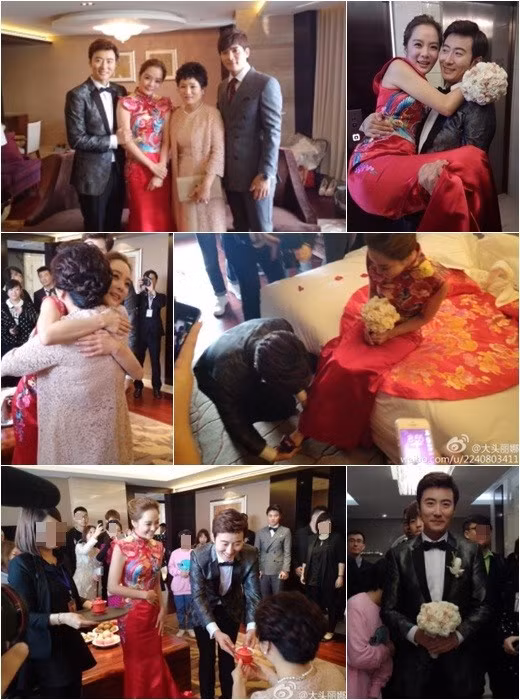 Đám cưới được tổ chức theo nghi lễ truyền thống Trung Quốc. Nữ diễn viên 35 tuổi xinh đẹp trong bộ váy cưới truyền thống màu đỏ, còn chú rể Cao Tử Kỳ mặc bộ tuxedo.