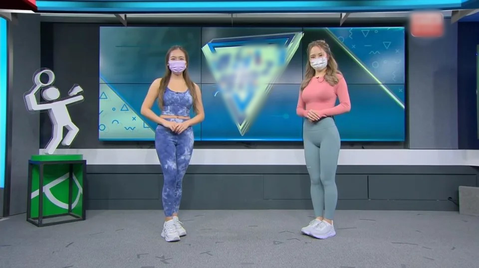 Hình ảnh trang phục của MC và khách mời trong "RTHK Sports 123".