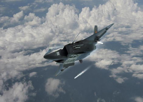 Ảnh đồ họa J-20 phóng tên lửa không đối không.