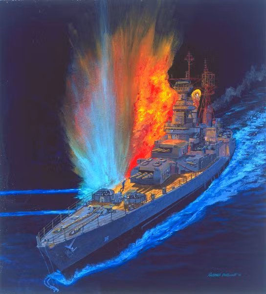 Nửa đêm ngày 30/07, tại vùng biển giữa vịnh Guam và vịnh Leyte, một tàu ngầm của Nhật Bản đã bắn ngư lôi vào Indianapolis, gây ra vụ nổ làm vỡ con tàu và khiến nó chìm trong khoảng 12 phút.