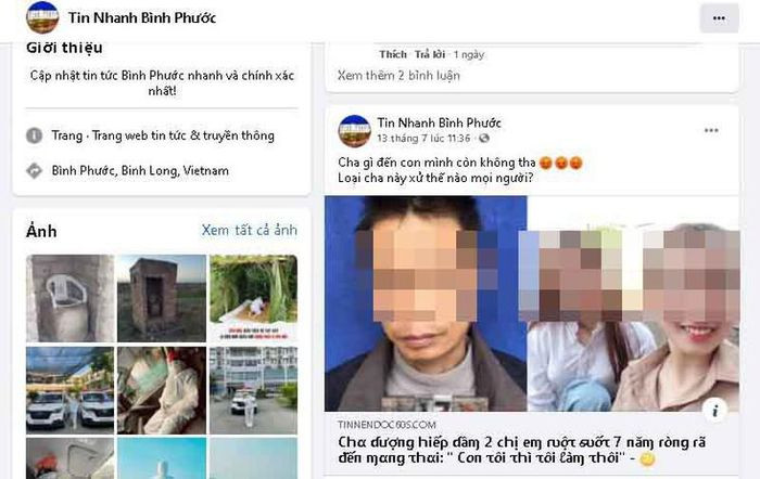 Fanpage ghep anh 2 co gai tre trong bai viet 'cha duong hiep dam 2 chi em ruot'