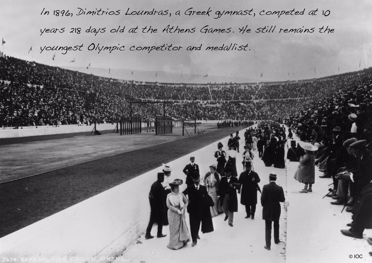 Olympic đầu tiên được lên kế hoạch tổ chức vào năm 1896 tại Athens, thủ đô Hy Lạp. Vào ngày khai mạc Olympic Athens 1896, vua Georgios I của Hy Lạp và đám đông 60.000 khán giả đã chào đón các vận động viên từ 13 quốc gia đến tham dự cuộc tranh tài quốc tế.