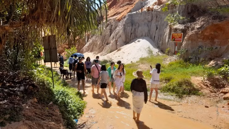 Được mệnh danh là con suối có 1 không 2 Việt Nam, Suối Tiên chỉ là một khe nước nhỏ chảy khuất sau những đồi cát đỏ vàng, các nguồn nước mạch nhỉ trong lòng các động cát quanh năm tuôn trào tạo nên dòng suối hiền hòa, lững lờ chảy về hướng biển, lượn quanh những nhũ đất cát pha sét nhiều màu đặc trưng.