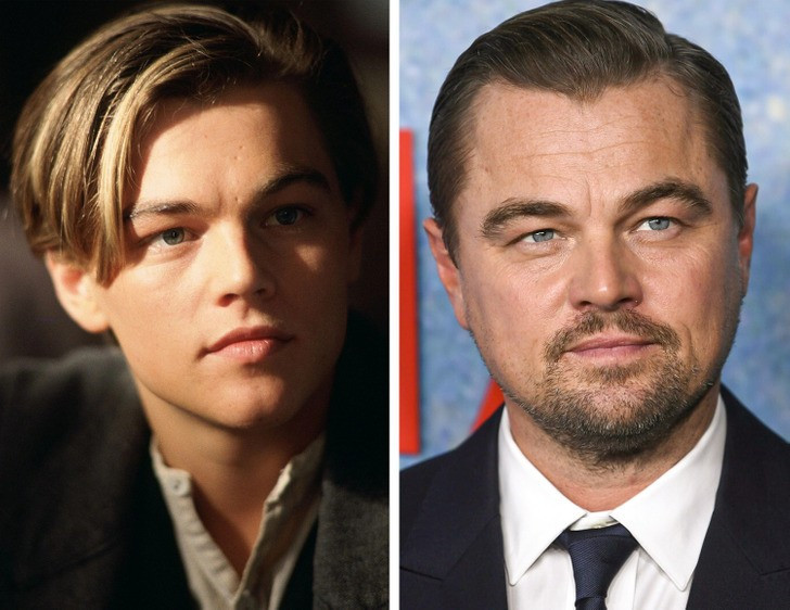  Bộ phim Titanic là thời đỉnh cao nhan sắc của Leonardo DiCaprio. Thời thanh xuân, tài tử là người tình trong mộng của biết bao cô gái nhờ gương mặt ngây thơ, đôi mắt xanh biếc. Diễn viên sinh năm 1974 trở thành biểu tượng Hollywood với nhiều phim nổi bật, doanh thu lớn như Inception, The Great Gatsby, The Revenant… Tài tử ít khi đề cập chuyện tình cảm và nổi tiếng với thói quen hẹn hò các mỹ nhân dưới 25 tuổi.