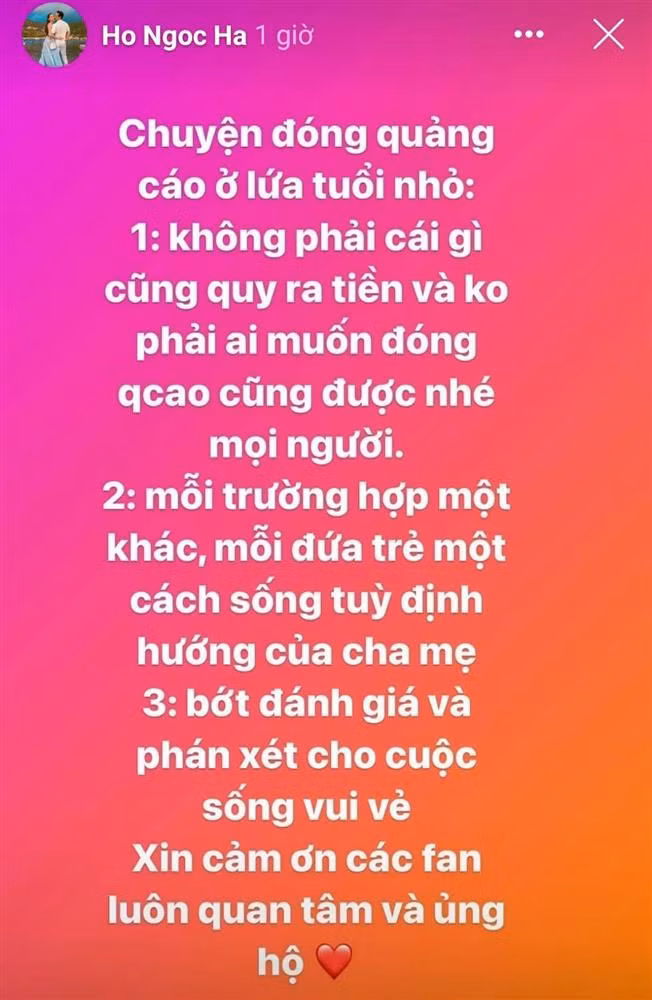Ho Ngoc Ha noi ly do cho con dong quang cao, lieu hop ly?-Hinh-3