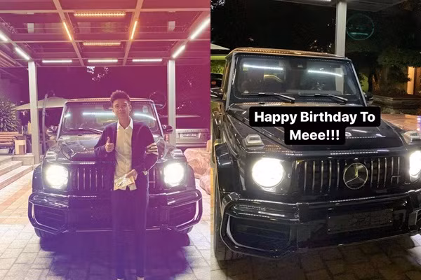 Mừng sinh nhật, thiếu gia Phan Hoàng bổ sung sương sương chiếc Mercedes G63, có giá gần 11 tỷ đồng vào bộ sưu tập siêu xe khủng. Tuy số siêu xe của Phan Hoàng vẫn chưa là gì với Phan Thành, nhưng nói về độ chịu chơi anh chàng cũng không hề kém cạnh anh trai.