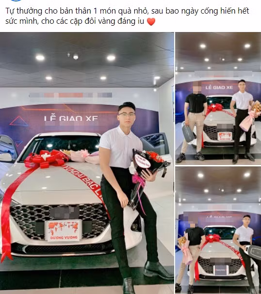 Đầu tháng 2 vừa qua, hot tiktok Khoa Vương cũng khoe sắm xe chơi tết. "Tự thưởng cho bản thân một món quà nhỏ, sau bao ngày cống hiến hết mình cho các cặp đôi vàng đáng yêu", chàng trai Bạc Liệu chia sẻ.
