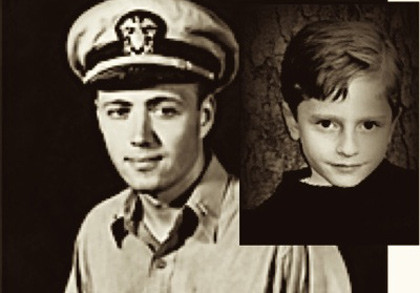 Cậu bé James và "tiền thân" của cậu - chàng phi công Thế chiến thứ 2.