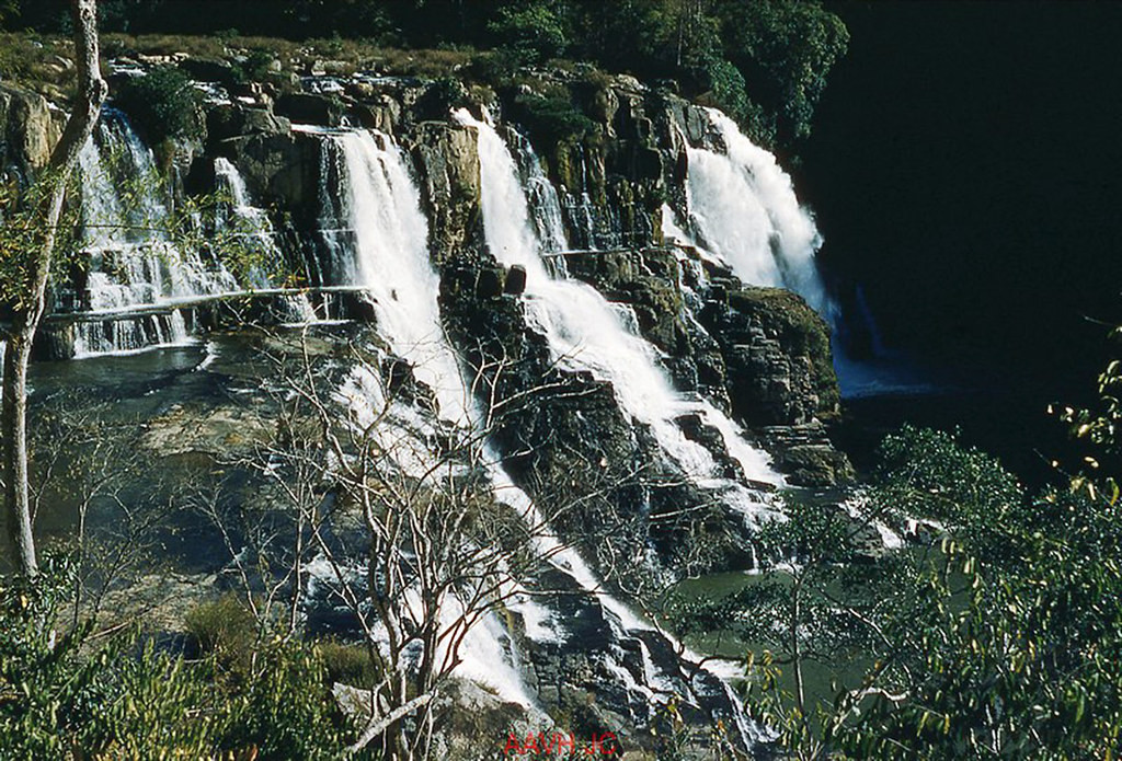 Góc nhìn từ trên cao về thác Pongour, còn gọi là thác Bảy Tầng, 1959.