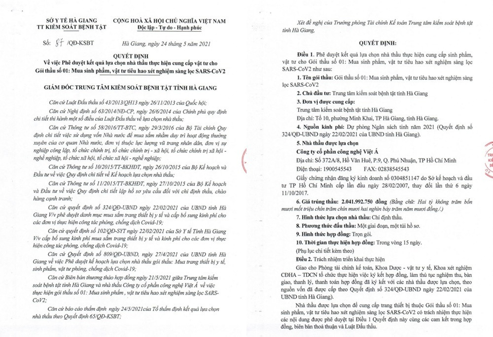 Ha Giang mua kit test COVID-19 Viet A gia hon 500.000 dong-Hinh-2