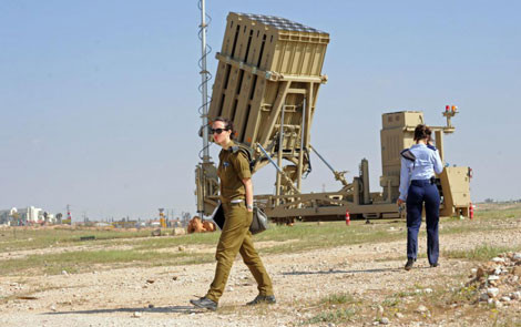 Bệ phóng của tổ hợp tên lửa đánh chặn Iron Dome.