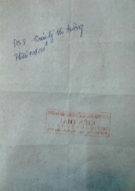 Mặt sau tờ hóa đơn thu phí.