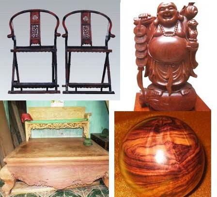 Gỗ sưa được chế tác thành nhiều món đồ thủ công mỹ nghệ.
