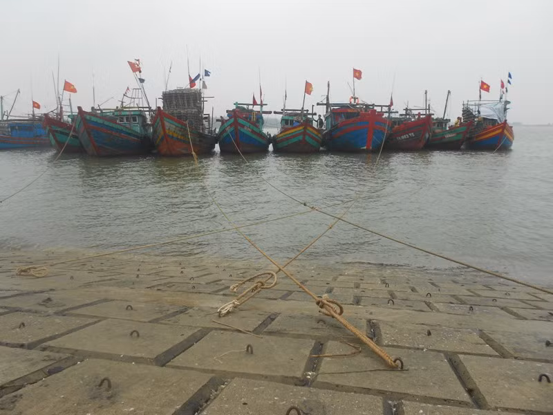 Công tác neo đậu thuyền bè nơi an toàn đang khẩn trương thực hiện.