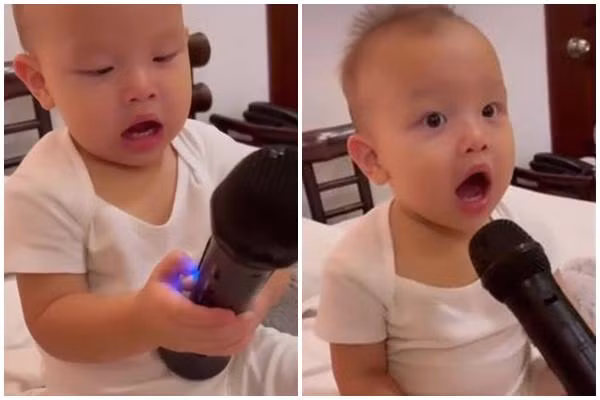 Trong những đoạn clip được mẹ đăng tải, Leon khiến ai nấy đều phải khen ngợi và "đứng ngồi không yên" khi khoe giọng hát được thừa hưởng từ mẹ.