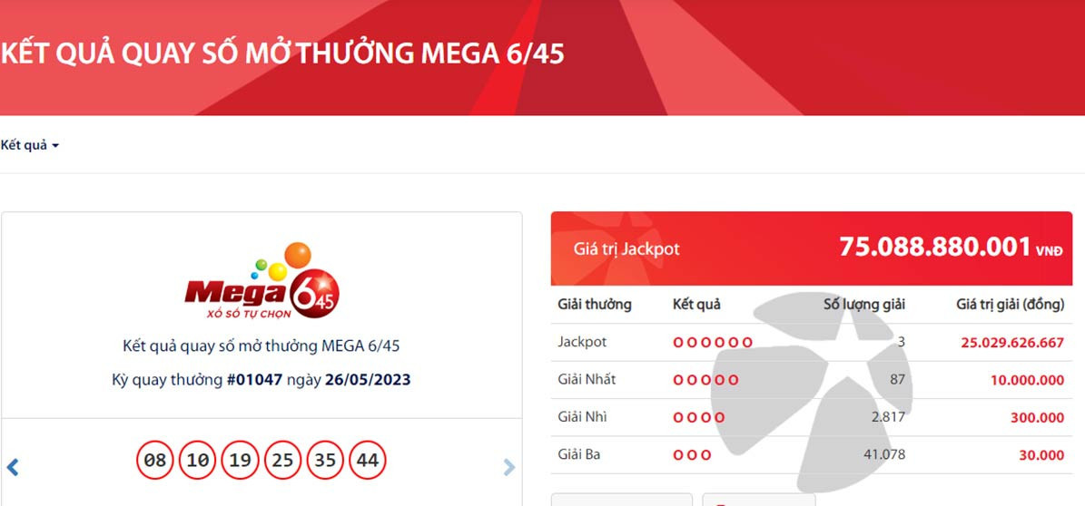 Tim thay 3 ve so trung doc dac Vietlott hon 75 ty dong