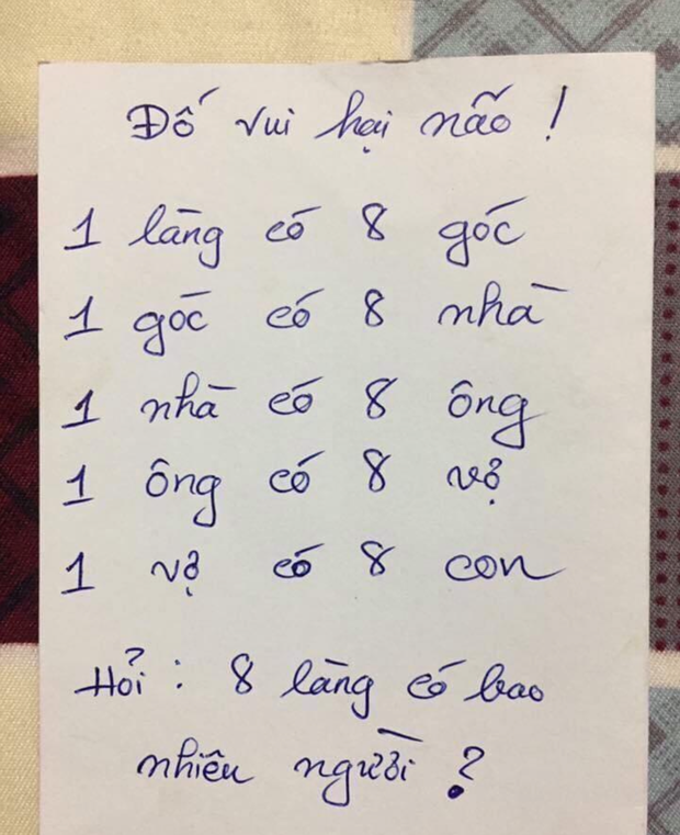 Bai toan hoi '8 lang co bao nhieu nguoi' gay xon xao