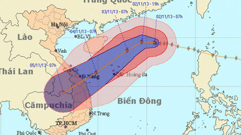 Sơ đồ đường đi của bão số 12. Nguồn: Trung tâm dự báo Khí tượng thủy văn Trung ương.