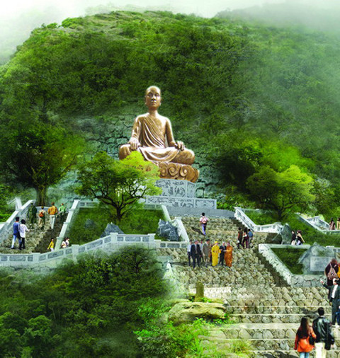 Tượng Phật hoàng Trần Nhân Tông tại Yên Tử sau khi hoàn thành. Tượng được tạo hình ở tư thế ngồi tĩnh tại, được đặt trang trọng tại khu vực tượng đá An Kỳ Sinh, dưới đỉnh chùa Đồng, trên độ cao hơn 1000m so với mực nước biển. Tượng có trọng lượng 138 tấn, chiều cao tính từ bệ 9,9m, được đúc liền khối bằng chất liệu đồng nhập khẩu từ Australia.