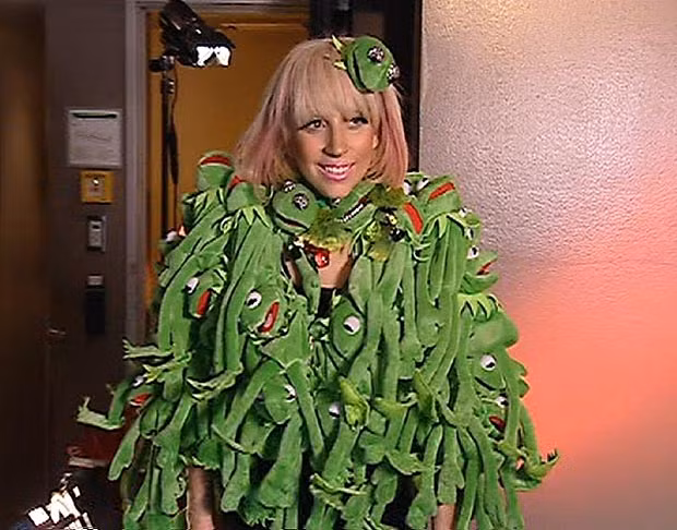 Cô ca sĩ với 1001 kiểu gây sốc này luôn luôn gây xôn xao dư luận bởi những trang phục độc nhất vô nhị. Lady Gaga đã phát biểu trên kênh truyền hình Đức với bộ đồ là "những chú ếch xanh bao quanh người".