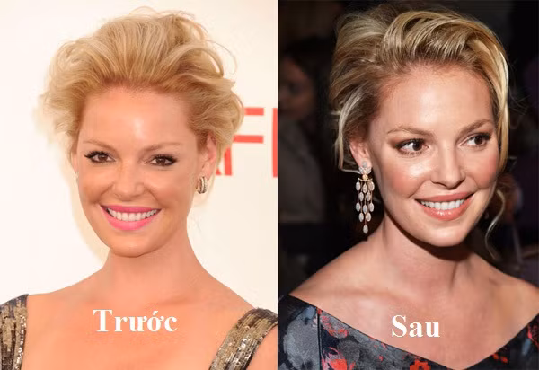 Ngôi sao phim hài Katherine Heigl hoàn toàn không phù hợp với kiểu tóc vuốt gel và dựng ngược trước đó. Ngược lại, mái tóc búi ngược, đánh phồng mái đem lại cảm giác tươi trẻ và nữ tính hơn cho nữ diễn viên này.