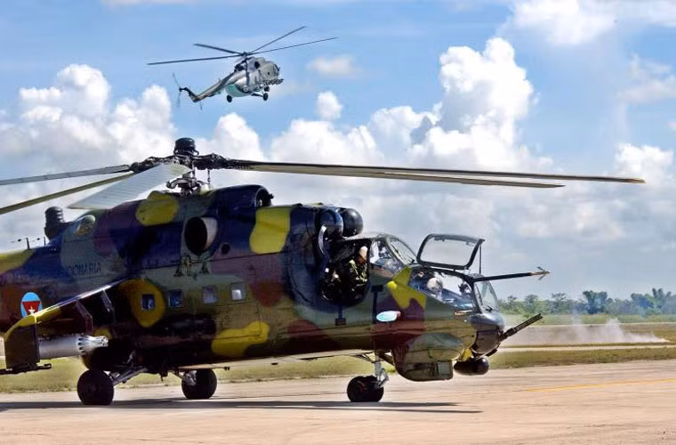 Lực lượng trực thăng của Không quân Cuba gồm những chiếc vận tải Mi-8/17 và chiến đấu Mi-24D (trong ảnh), số lượng khoảng 50-60 chiếc còn phục vụ.