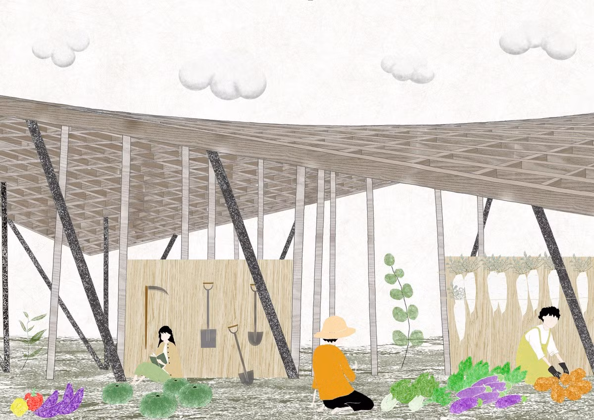 Thiết kế nhà được lấy cảm hứng dựa trên những gian nhà chống nắng đơn sơ và truyền thống của người nông dân.