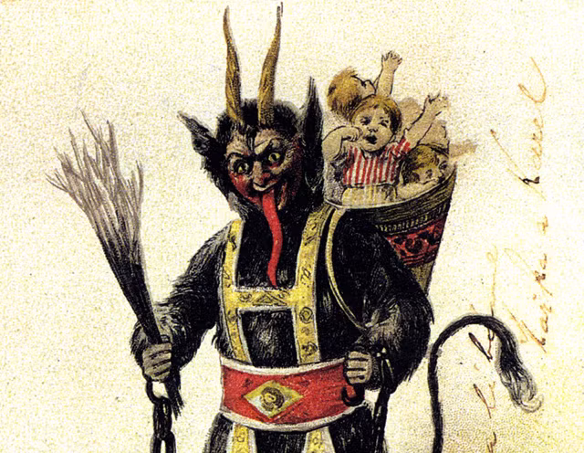 Krampus là quái thú có diện mạo xấu xí sống ở khu vực rừng núi. Nó thường bắt những trẻ em nghịch ngợm vào trong túi của mình rồi đưa về hang ổ.