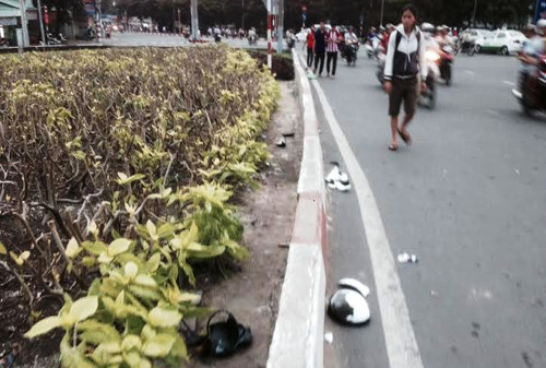 Hiện trường tại giao lộ ngã tư Thủ Đức trên đường Võ Văn Ngân, nơi xảy ra vụ xô xát giữa giám đốc công ty TNHH và CSGT.