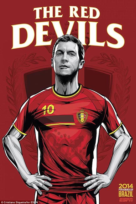 Tuyển Bỉ với biệt danh "Quỷ Đỏ" được tiền vệ Eden Harzard lĩnh xướng hàng công tham gia World Cup lần này.