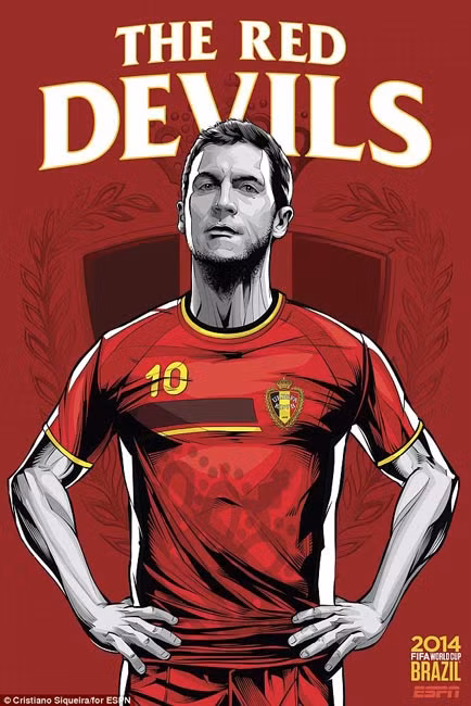 Tuyển Bỉ với biệt danh "Quỷ Đỏ" được tiền vệ Eden Harzard lĩnh xướng hàng công tham gia World Cup lần này.