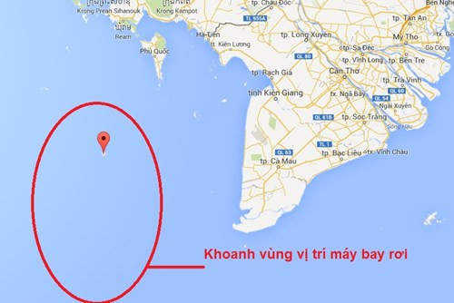 Máy bay có thể rơi cách đảo Thổ Chu của Việt Nam 300 km về phía tây nam.