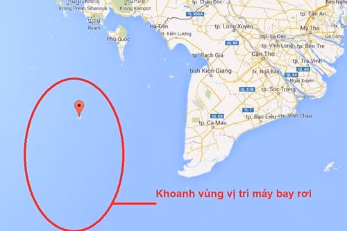 Máy bay có thể rơi cách đảo Thổ Chu của Việt Nam 300 km về phía tây nam.