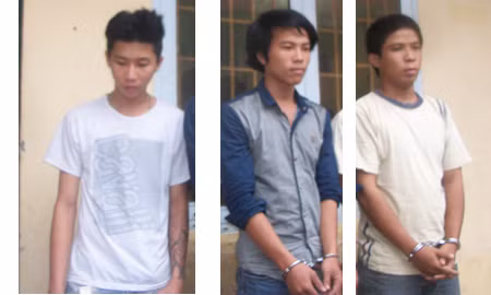 Bùi Tấn Lộc bị khởi tố về tội không tố giác tội phạm (ảnh trái). Trần Đức Thanh, kẻ chủ mưu trong vụ cướp tài sản (ảnh giữa). Trần Cao Nhân cũng bị khởi tố về tội cướp tài sản.