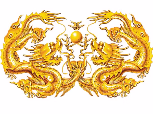 Lưỡng long tranh châu. Tranh minh họa.