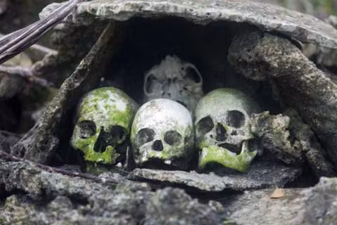 Ở phía dưới cùng là hộp sọ của những người bình dân và nô lệ, thậm chí là cả những tù binh bị bắt trong các cuộc xung đột với bộ tộc khác. Trong khi đó, hộp sọ của những người có địa vị trong cộng đồng, thường là các chiến binh anh dũng và các nhà lãnh đạo, sẽ được đặt ở những vị trí cao nhất trong ngôi mộ. Những người này khi còn sống có rất nhiều quyền lực và tài sản.