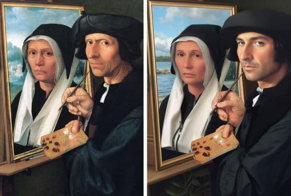 Jacob Cornelisz van Oostsanen vẽ chân dung vợ.