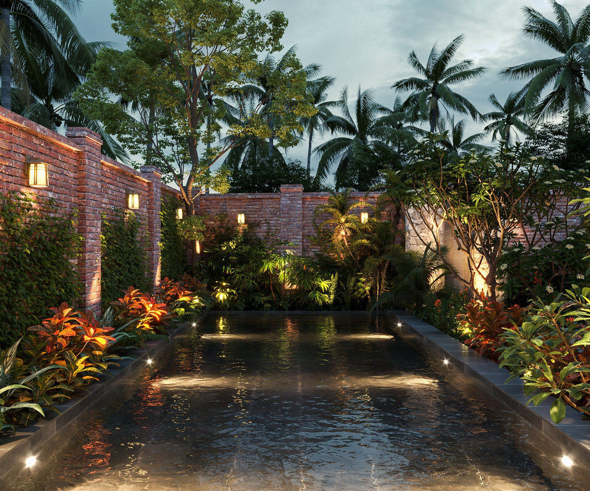 Ngoài ra, không gian ở đây như bức tranh thiên nhiên độc đáo, được kiến tạo bởi các ô cửa sổ nhìn ra loài cây yêu thích, nổi bật trên nền tường đá thô mộc.