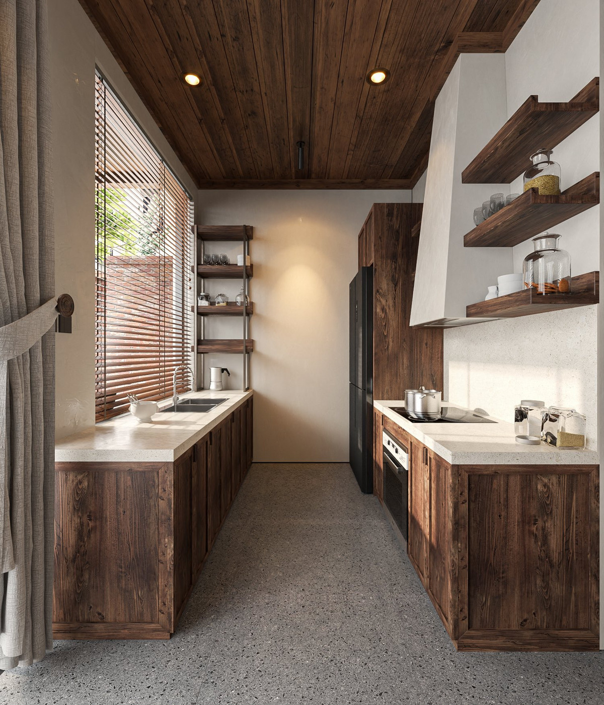 Bếp có hướng nhìn ra thiên nhiên tươi sáng.