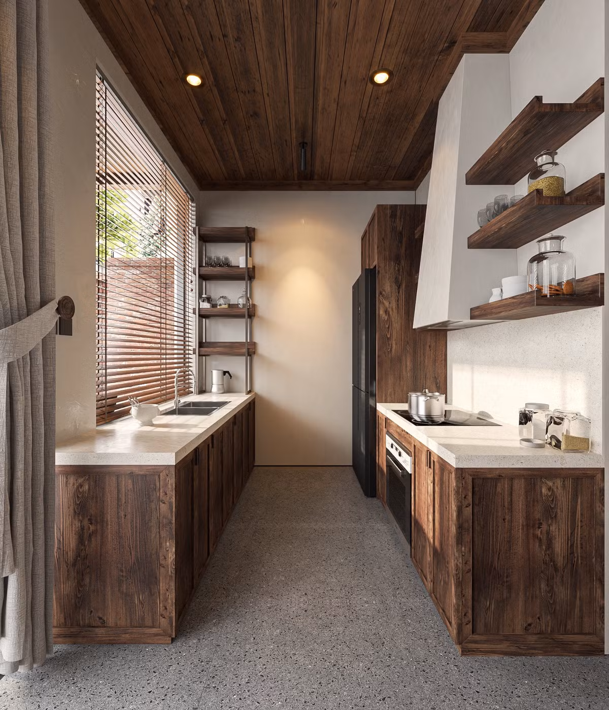 Bếp có hướng nhìn ra thiên nhiên tươi sáng.