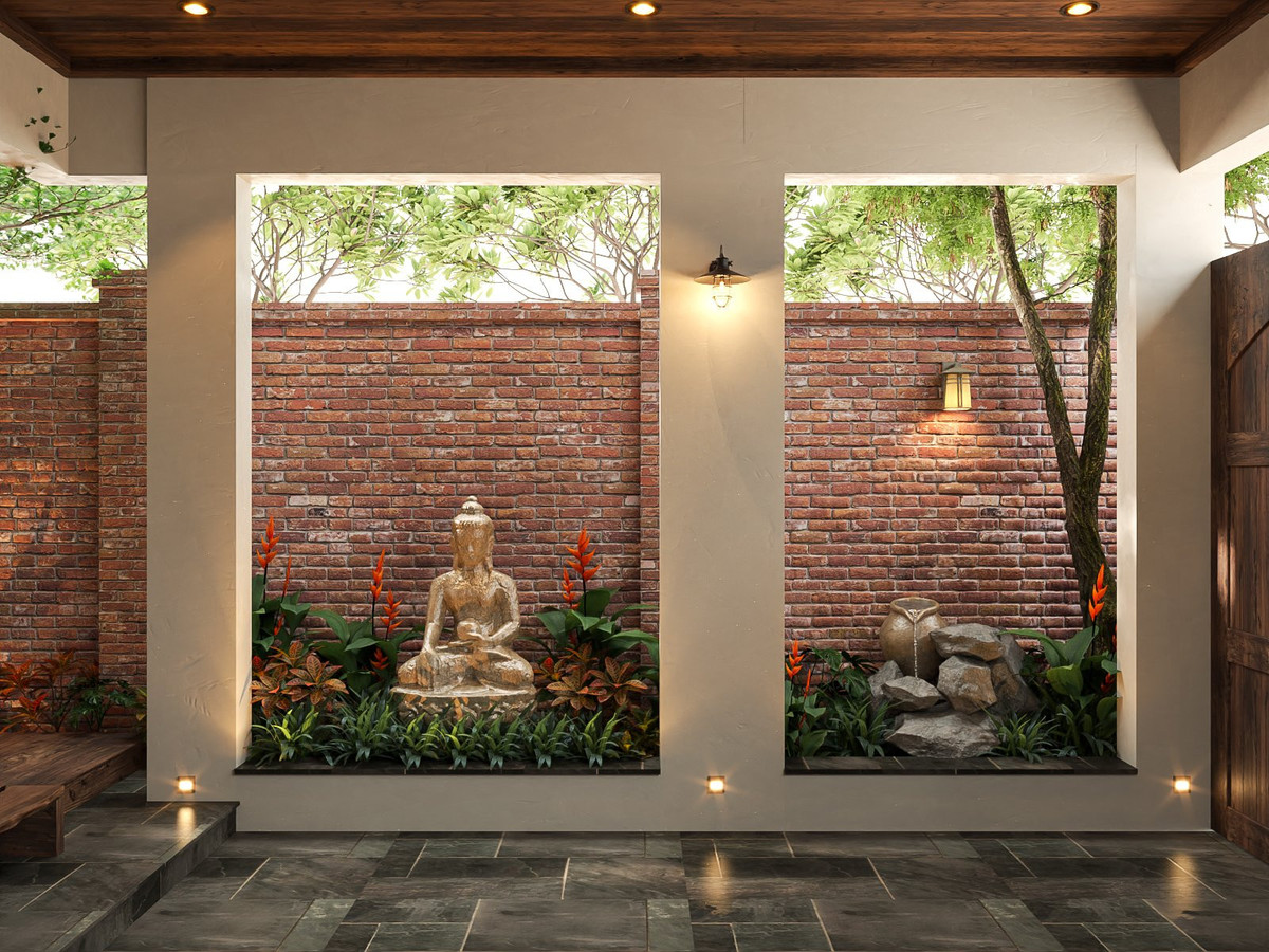 Phát triển theo hơi hướng mang cảm nhận về chuỗi không gian - chứa đựng những cảm xúc đa chiều, ấm áp, bình yên và thanh tịnh. Gia chủ với tâm hồn hướng Phật, yêu thích cây xanh và những điều tự nhiên nhất của tạo hóa.