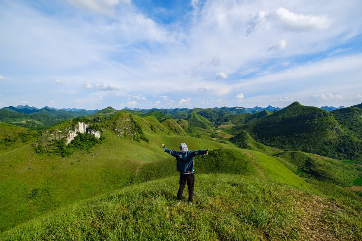 Doi co xanh muot o Cao Bang, khach ru nhau toi cam trai