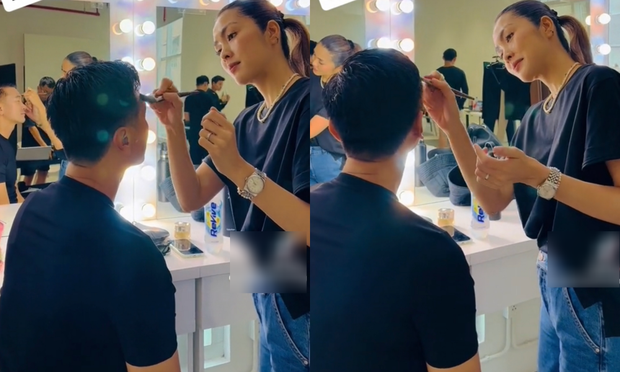 Ha Tang tu tay make up cho mot sao nam Vbiz-Hinh-2