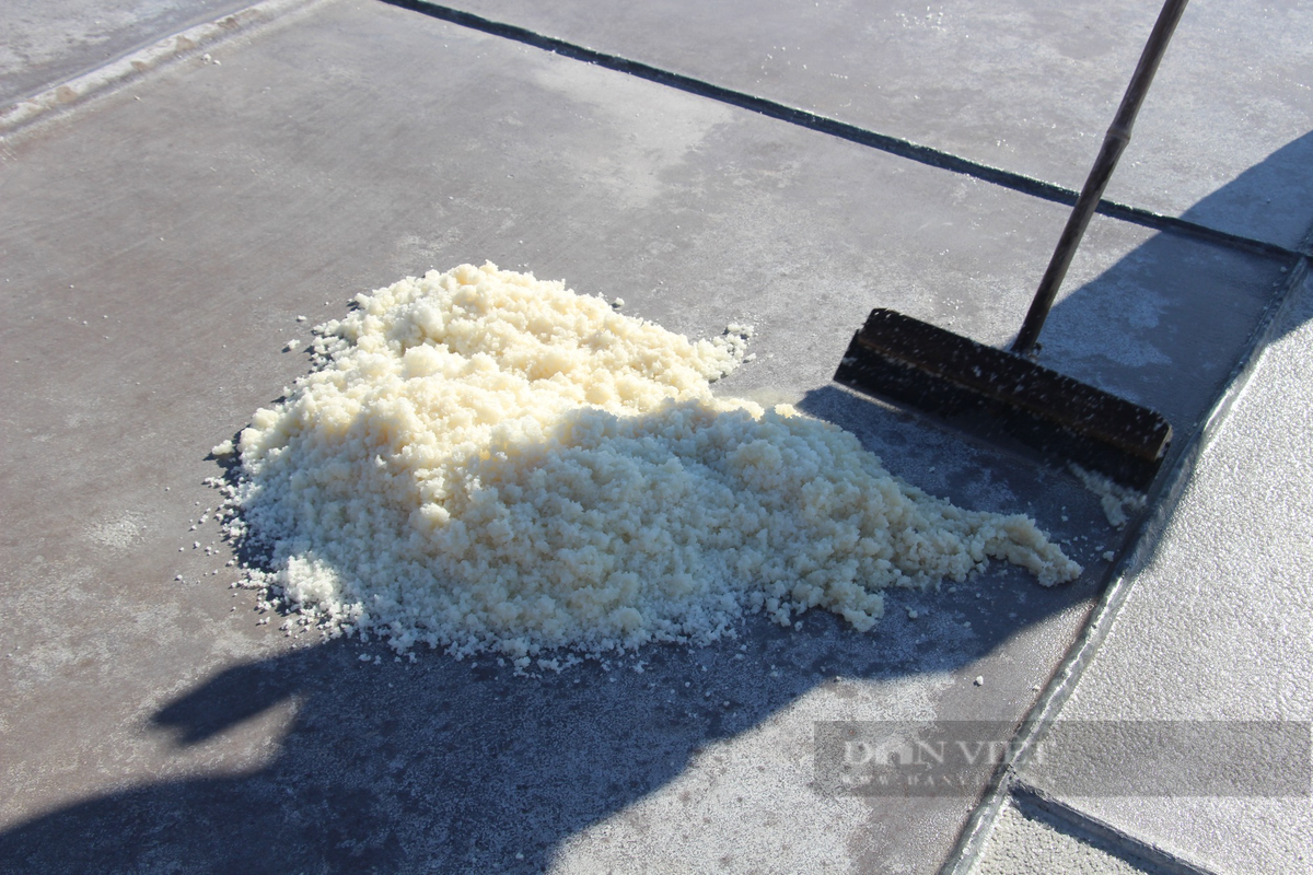 Hiện tại, mỗi phương muối (1 phương là 25kg muối - PV) đang bán ra thị trường với giá dao động từ 55.000 - 60.000 đồng, tùy vào từng thời điểm. Với giá bán này, diêm dân đã có thu nhập ổn định. Ảnh: Mai Chiến.