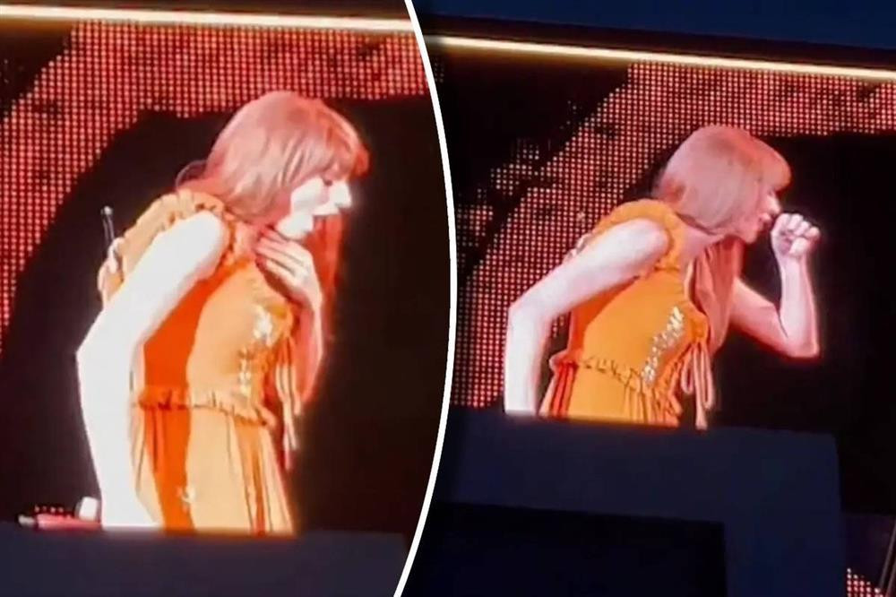 Pha xu ly cua Taylor Swift khi dang bieu dien thi nuot phai...bo