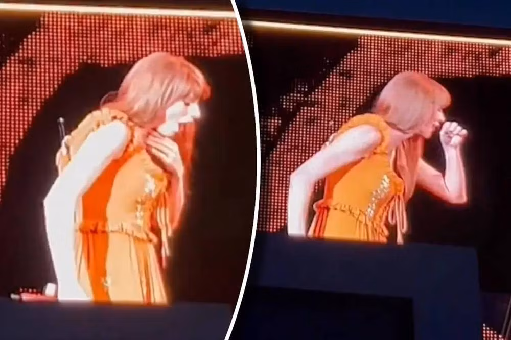 Pha xu ly cua Taylor Swift khi dang bieu dien thi nuot phai...bo