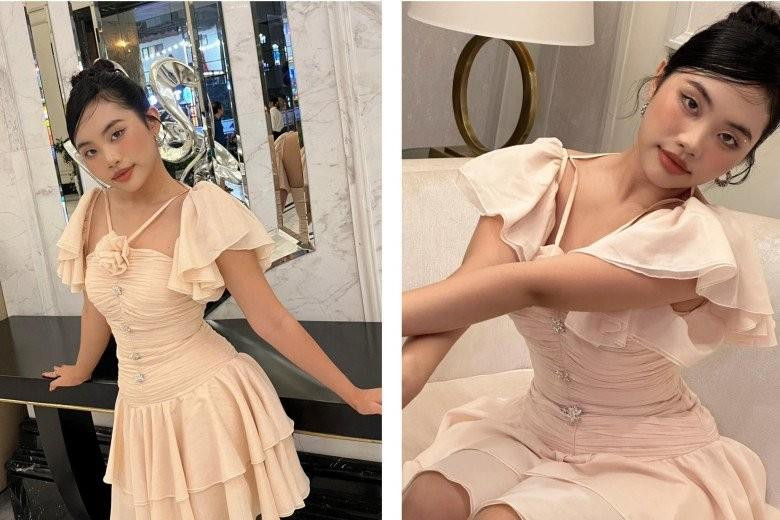 ộ váy không quá hở hang nhưng có thiết kế ôm trọn vóc dáng, nhờ vậy mà 3 vòng nảy nở của cô thiếu nữ được "điêu khắc" rõ nét.