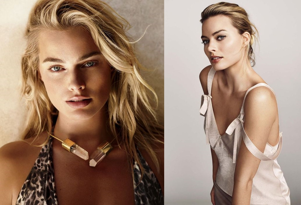 Margot Robbie rất ưa chuộng những mẫu đầm 2 dây, khoét sâu, kết hợp lối trang điểm không quá đậm.
