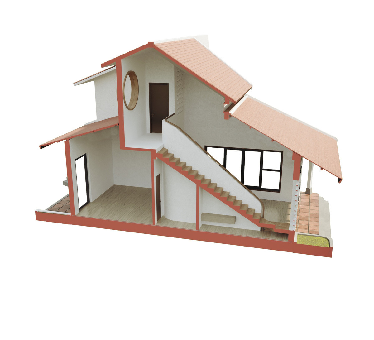 Nha mai doc truyen thong o Ha Noi quanh nam mat me voi vuon cay