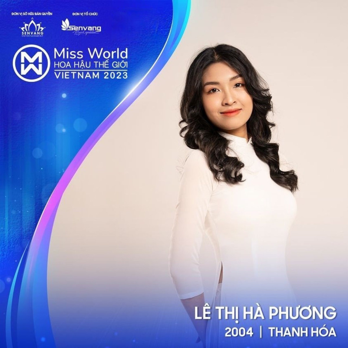 Thí sinh Lê Thị Hà Phương đang là sinh viên Học viện Tài chính. Cô mới 19 tuổi. Miss World Vietnam 2023 tổ chức vòng sơ khảo cuối tháng 4. Đêm chung khảo sẽ diễn ra sau đó hai tháng. Huỳnh Nguyễn Mai Phương, đương kim Hoa hậu Thế giới Việt Nam, sẽ trao vương miện cho người kế nhiệm trong đêm chung kết cuộc thi, dự kiến diễn ra vào tháng 7.
